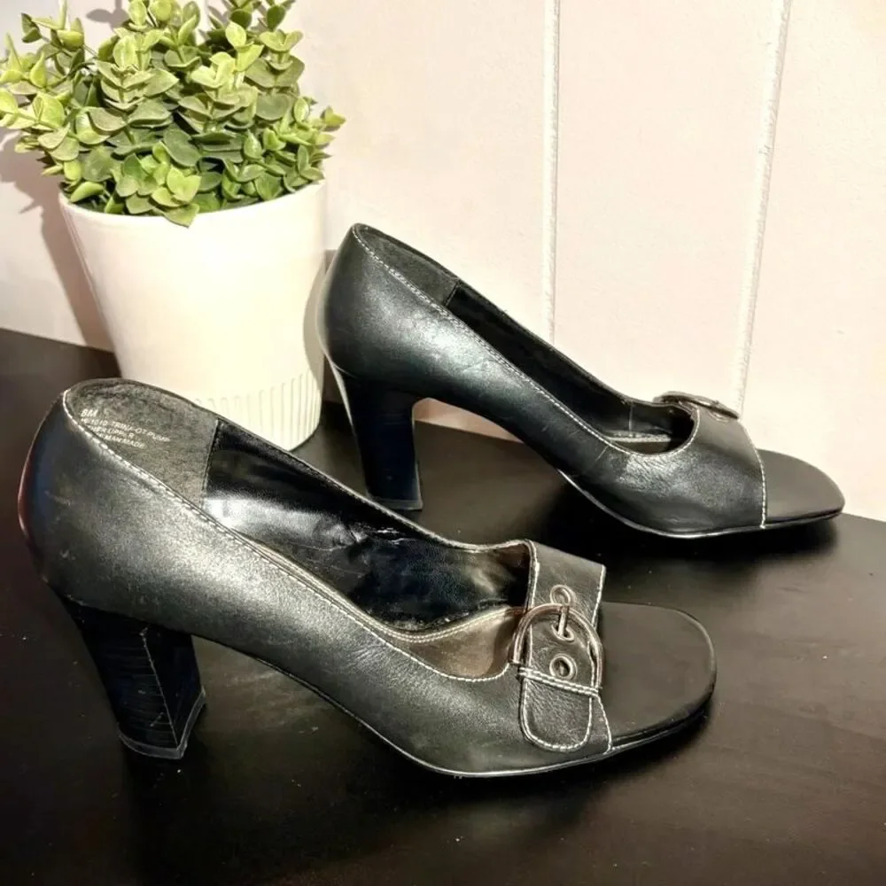 Vintage Victoria Spenser Black Leather Peep Toe 3
